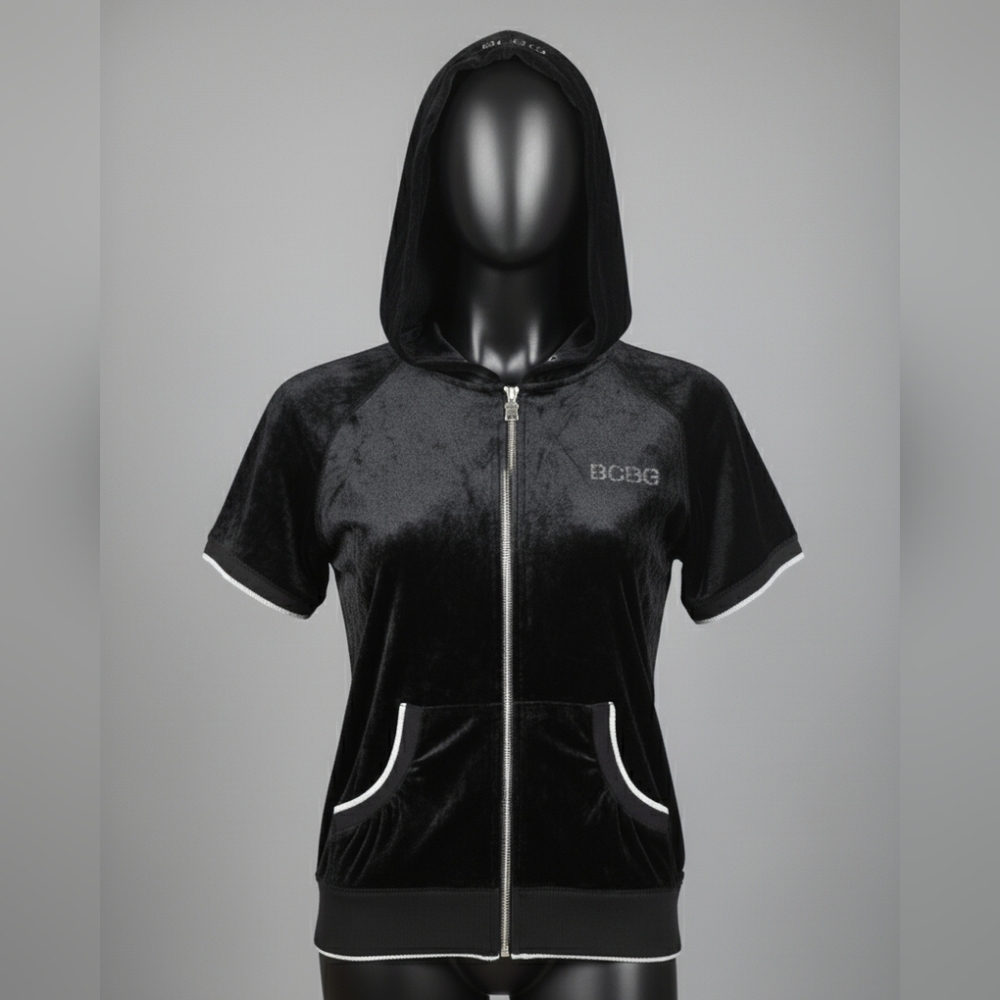 BCBG Black Velour Hoodie